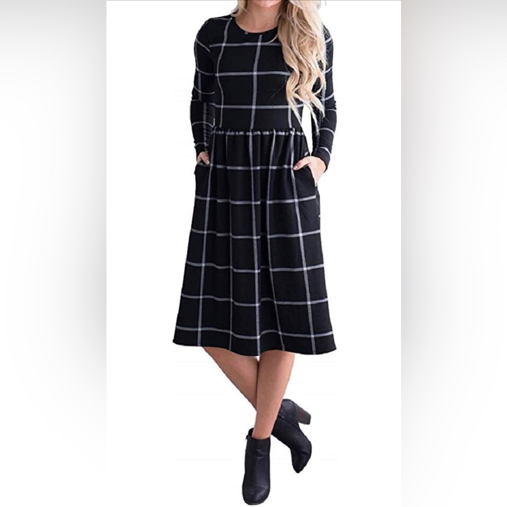 Blue and White Midi Dress